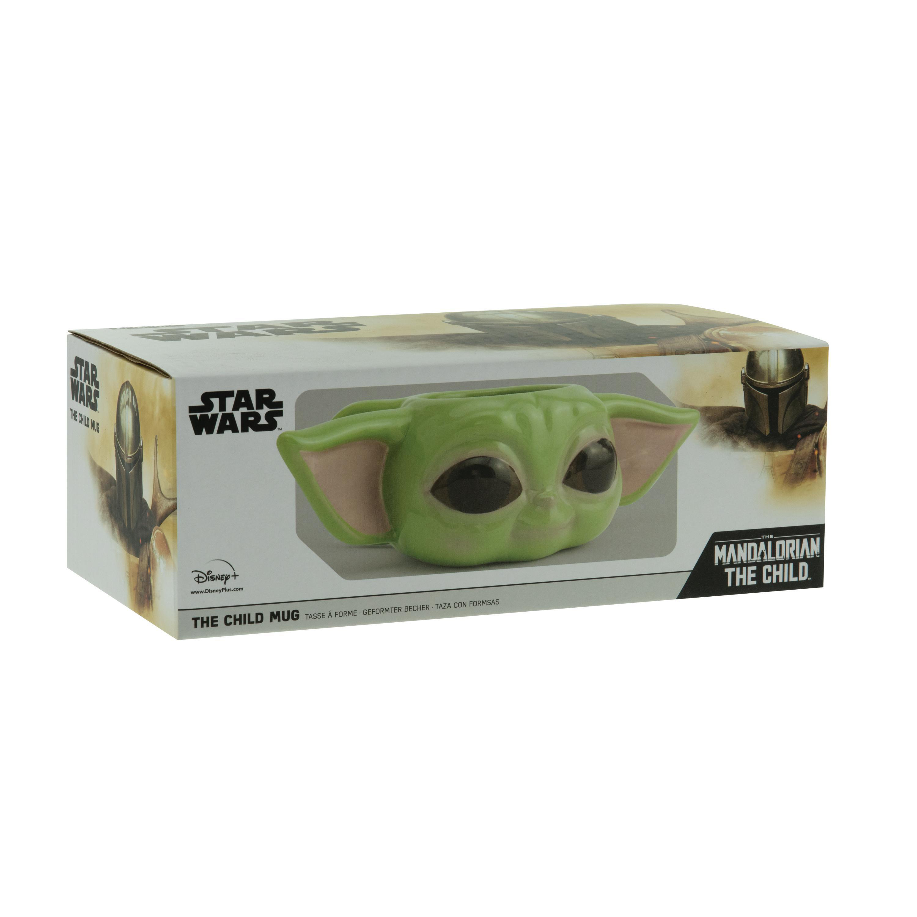 The Child-Tasse in Verpackung, mit Star Wars-Logo.
