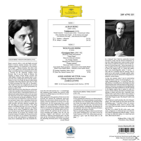 Anne-Sophie Mutter - Violinkonzert/Gesungene Zeit (180g)  - (Vinyl)