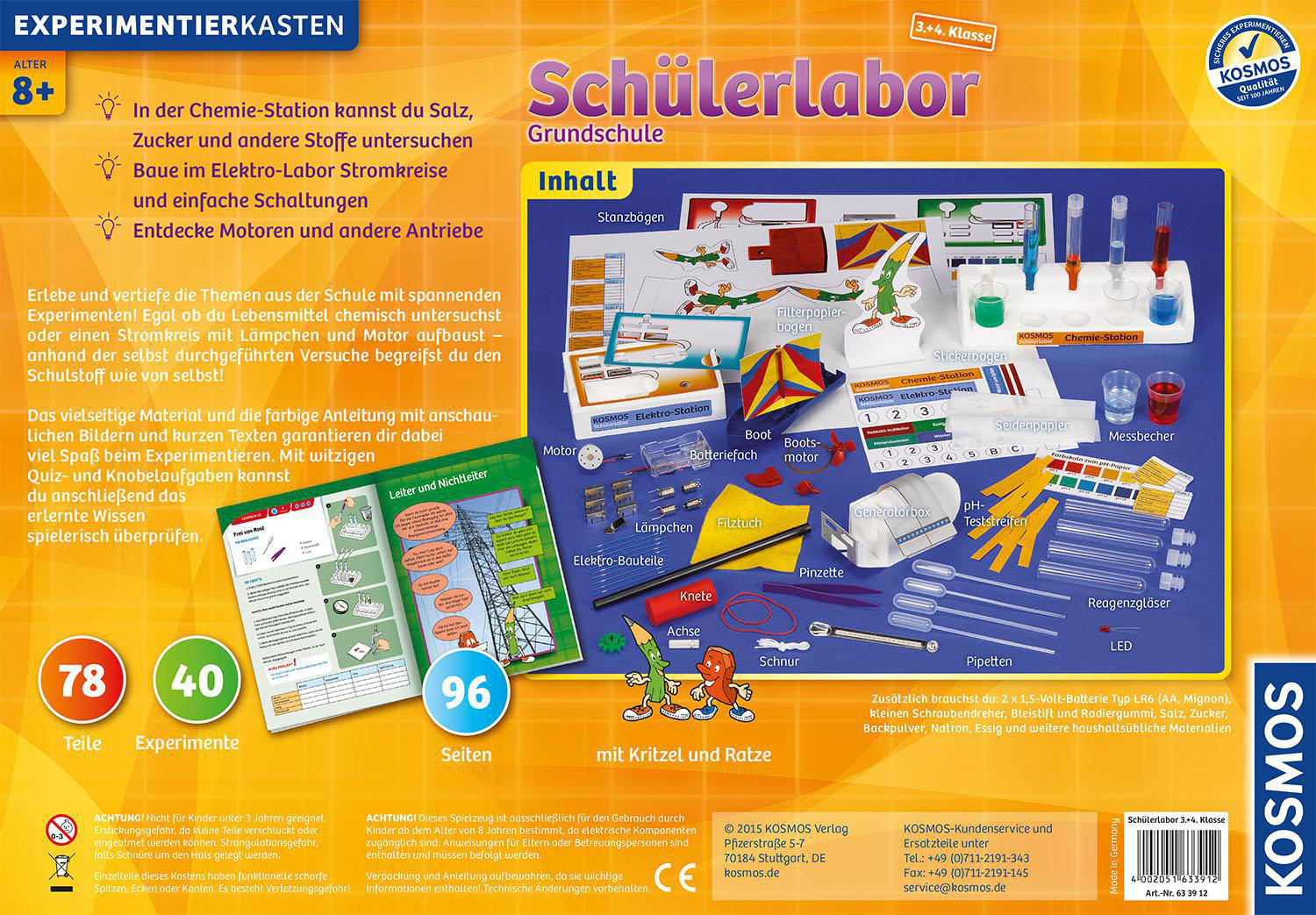 KOSMOS 633912 Schülerlabor Grundschule 3. + 4. Klasse, Mehrfarbig