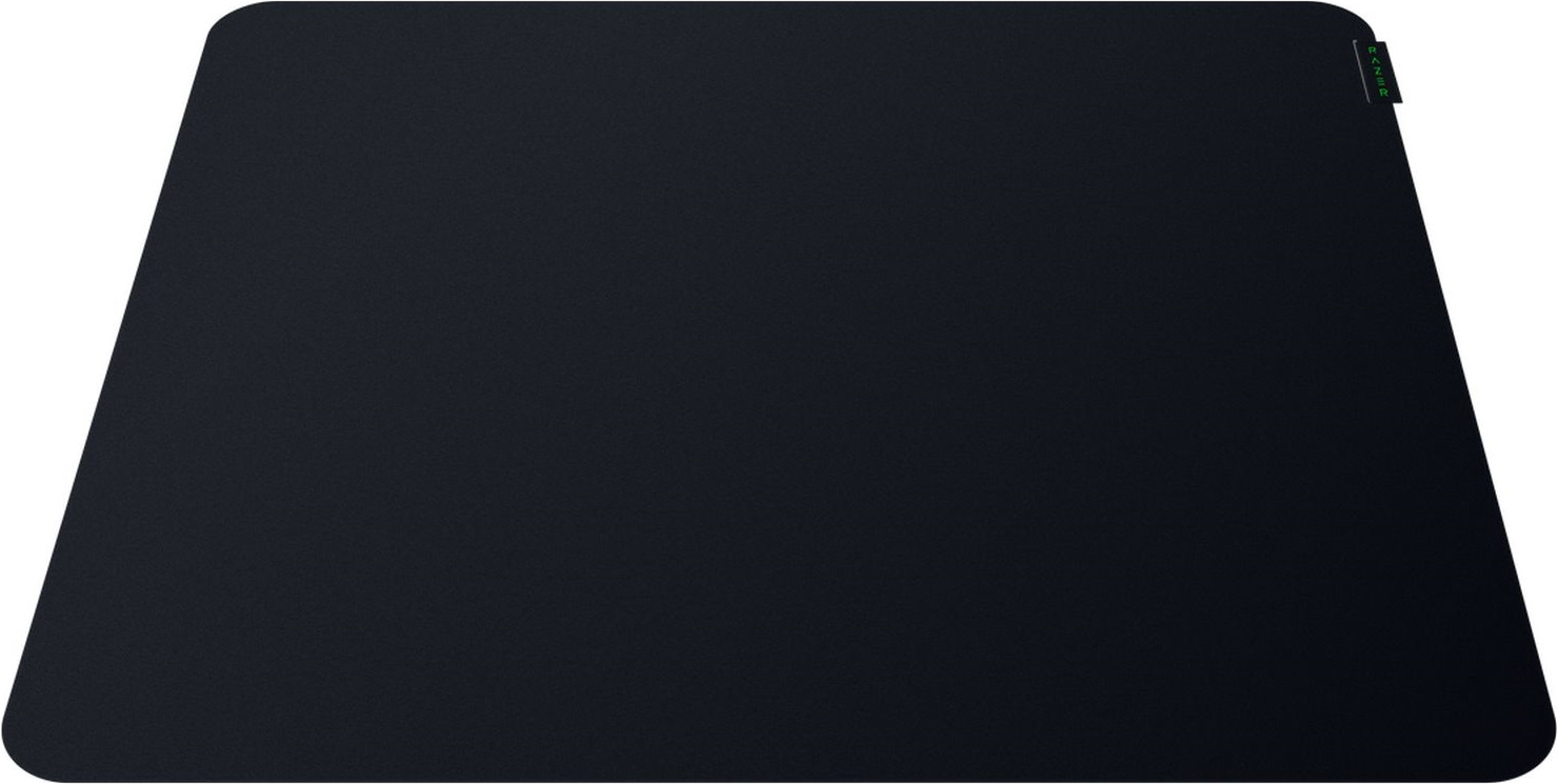 Schwarzes Gaming-Mauspad mit Razer-Logo oben rechts.