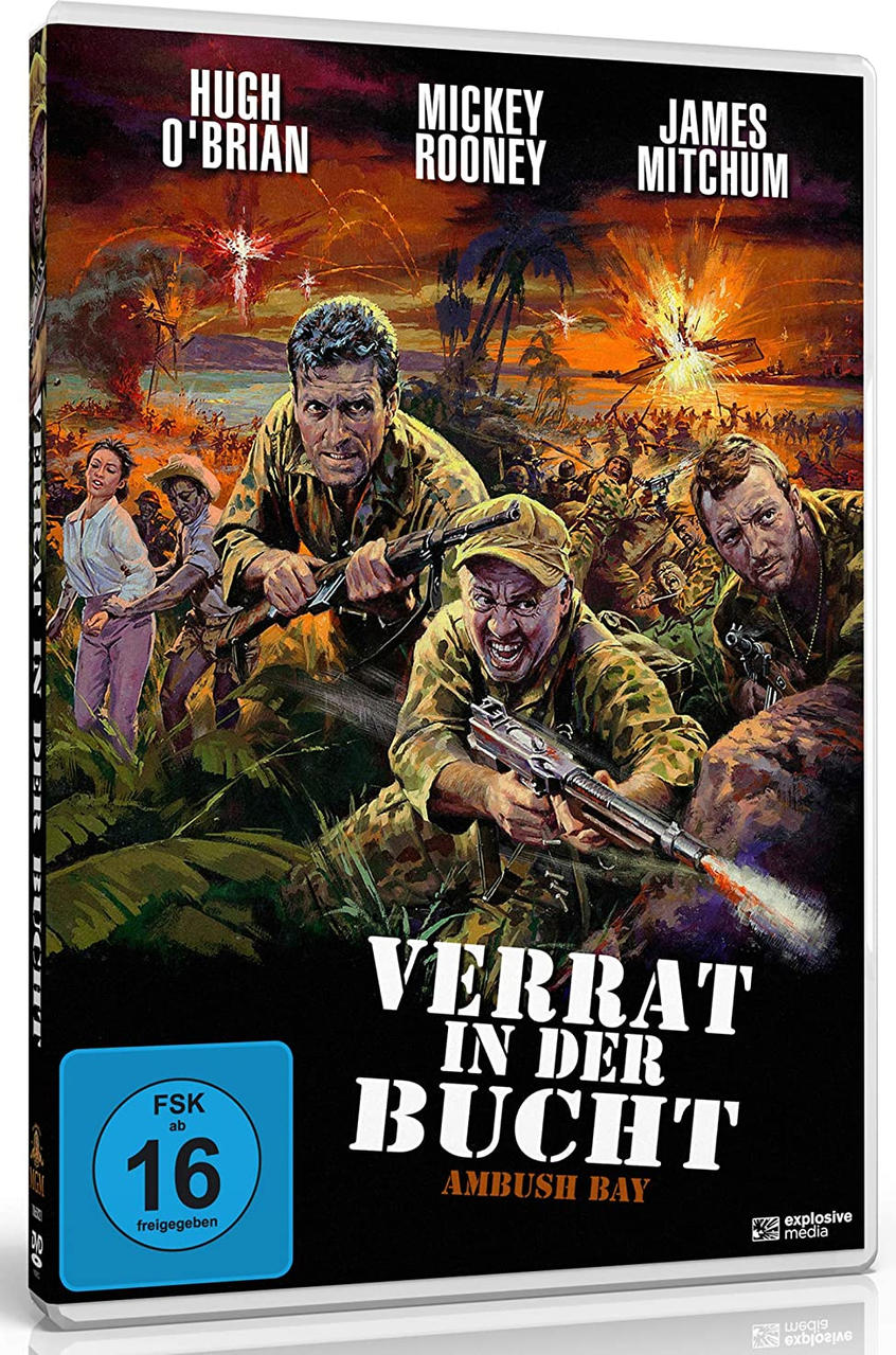 Eine DVD-Hülle eines Kriegsfilms mit drei Männern, die Waffen halten, einer Kampfszene im Hintergrund und dem Filmtitel.