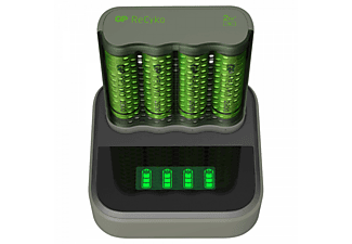 Pilas recargables con cargador - GP USB Speed M451, 4x Pilas AA ReCyko M451, MicroUSB, Verde