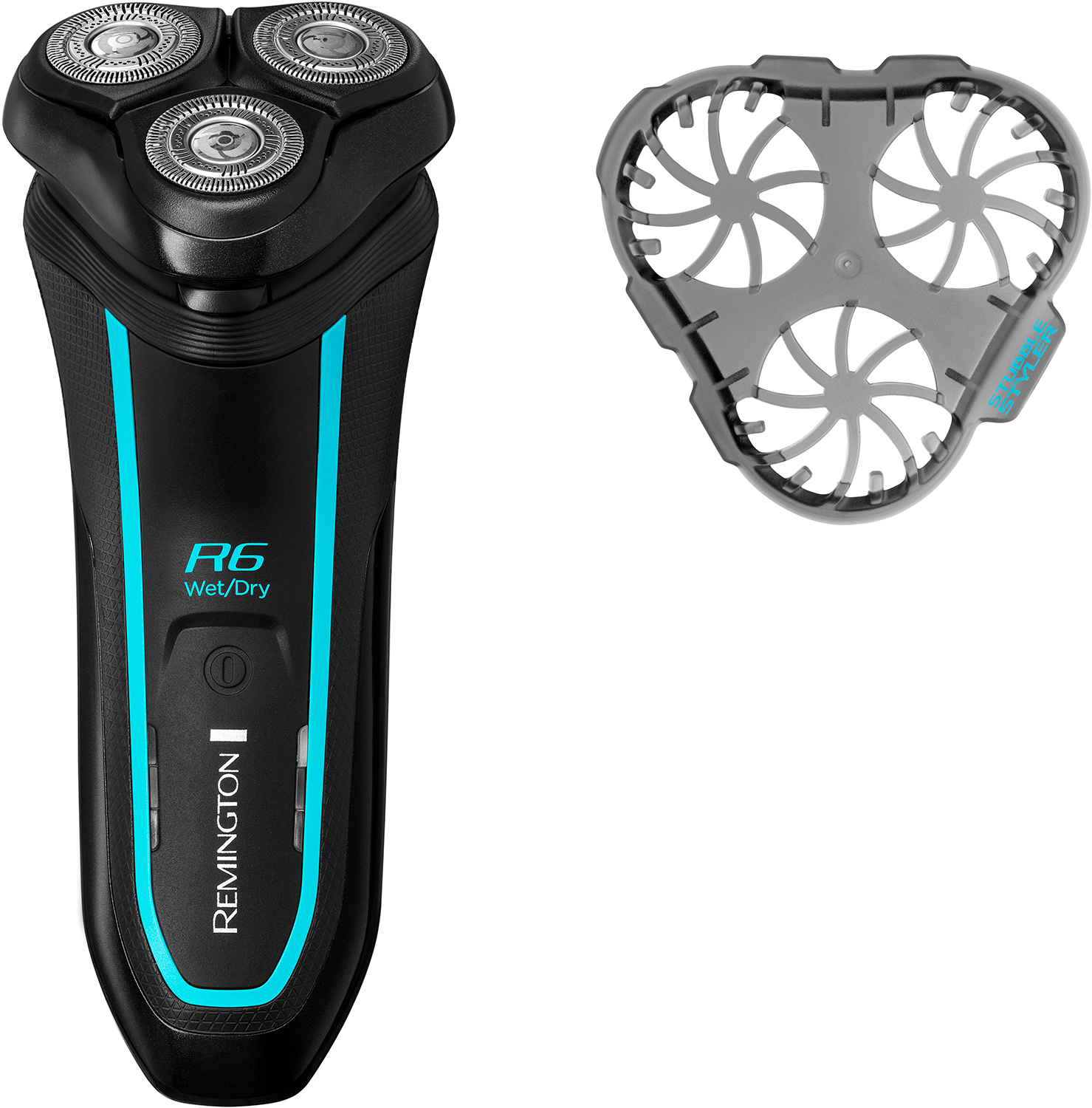 Black Remington R6 Wet/Dry shaver with a separate head cover.
