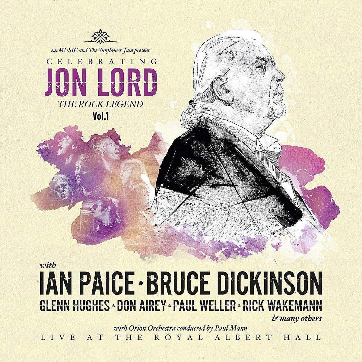 Albumcover für Jon Lord, mit Porträt und Namen mehrerer Musiker.