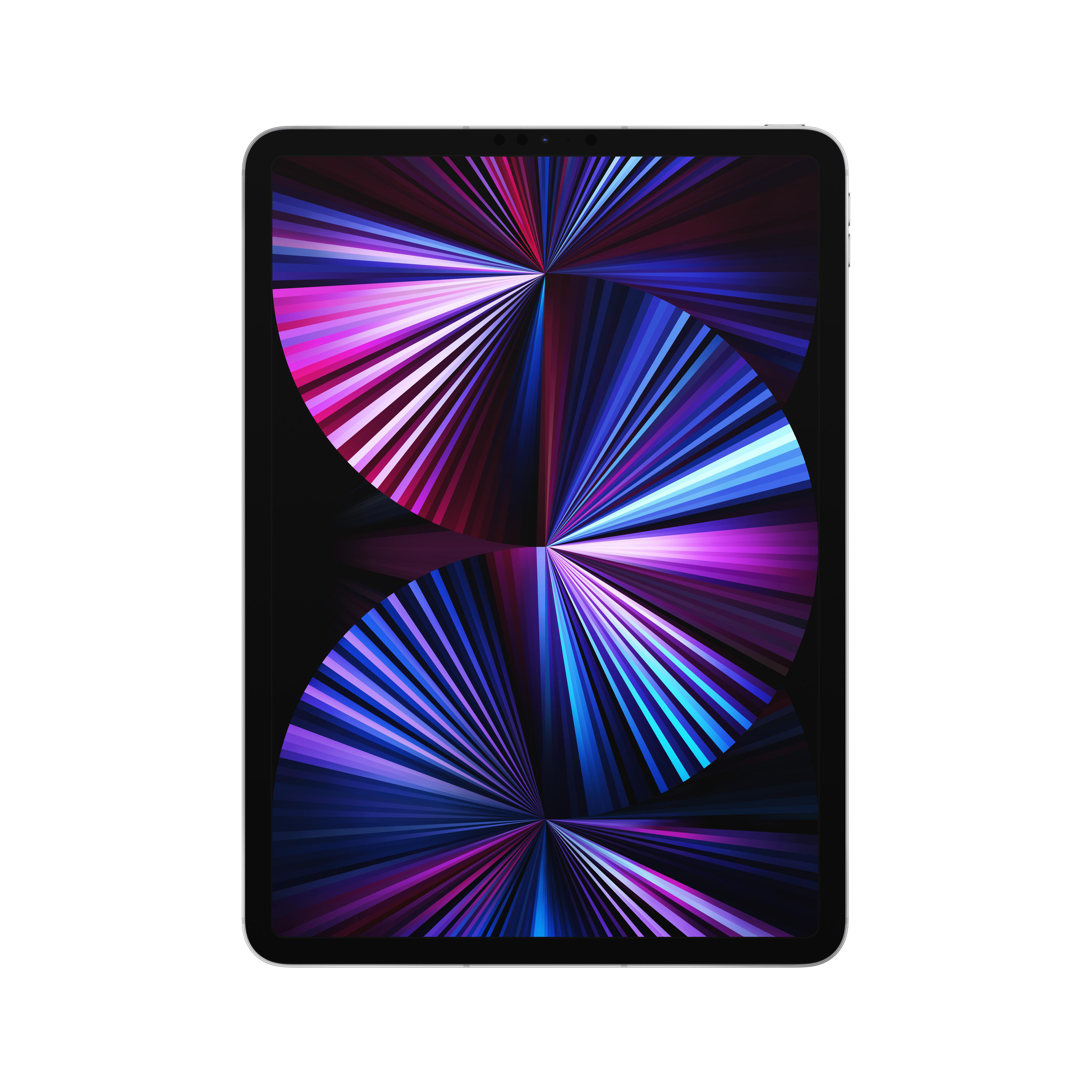 Tablet-Bildschirm zeigt ein farbenfrohes, abstraktes Design mit radialem Muster.