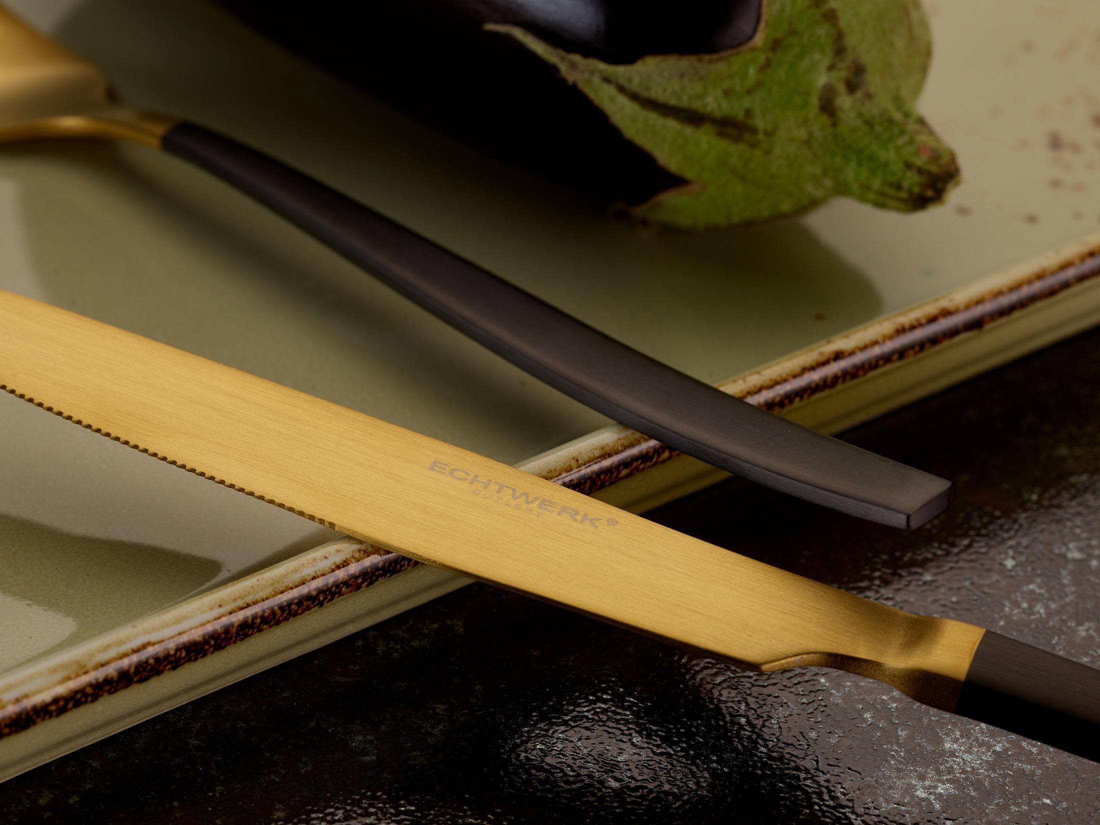 ECHTWERK EW-BS-3255G Positano Due 24-tlg. Besteck Gold/Schwarz matt