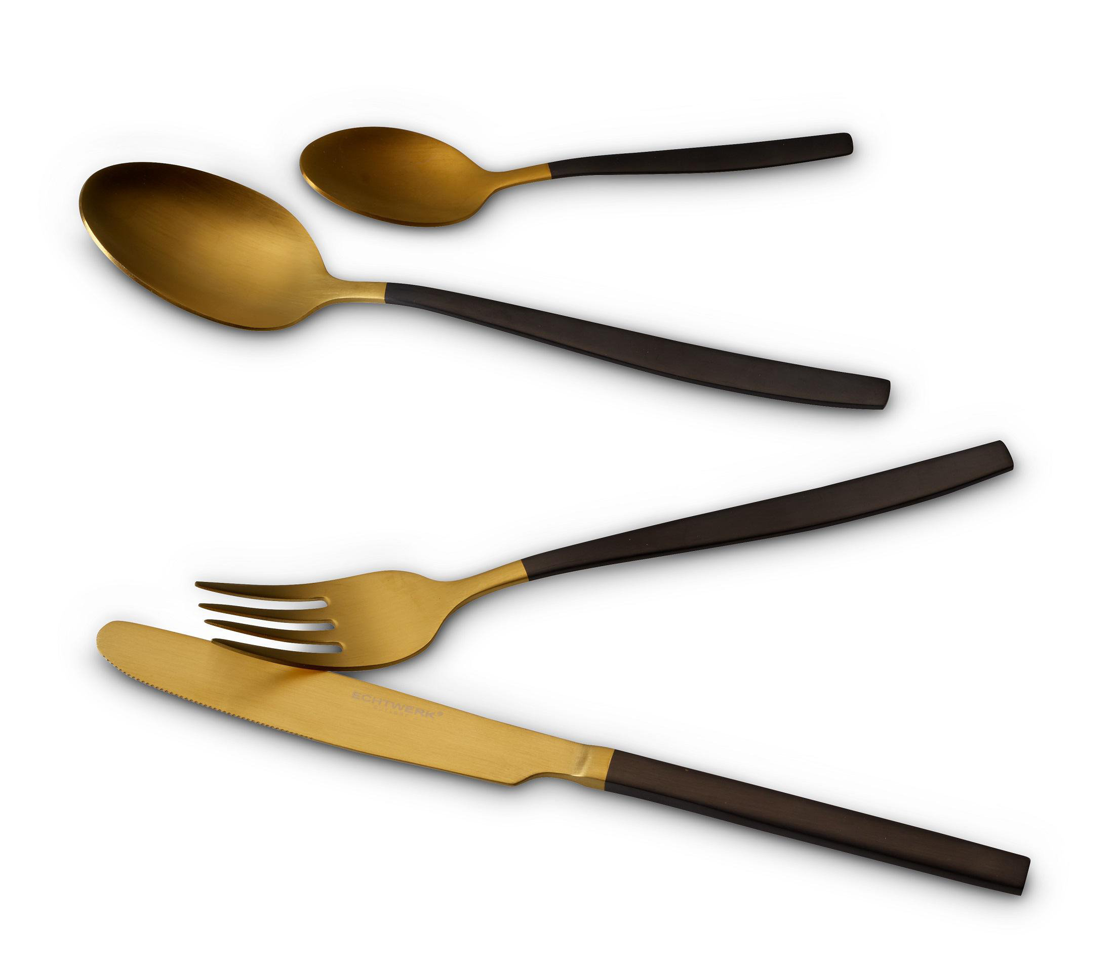ECHTWERK Tafelbesteck Positano Due-Bronze/Black Edition, 20-teilig, für 4 Personen, 18/10 mattiert, Edelstahl, Hochwertiges Besteck Set, für Esstisch, Tischdeko für Hochzeiten und festliche Tafeln