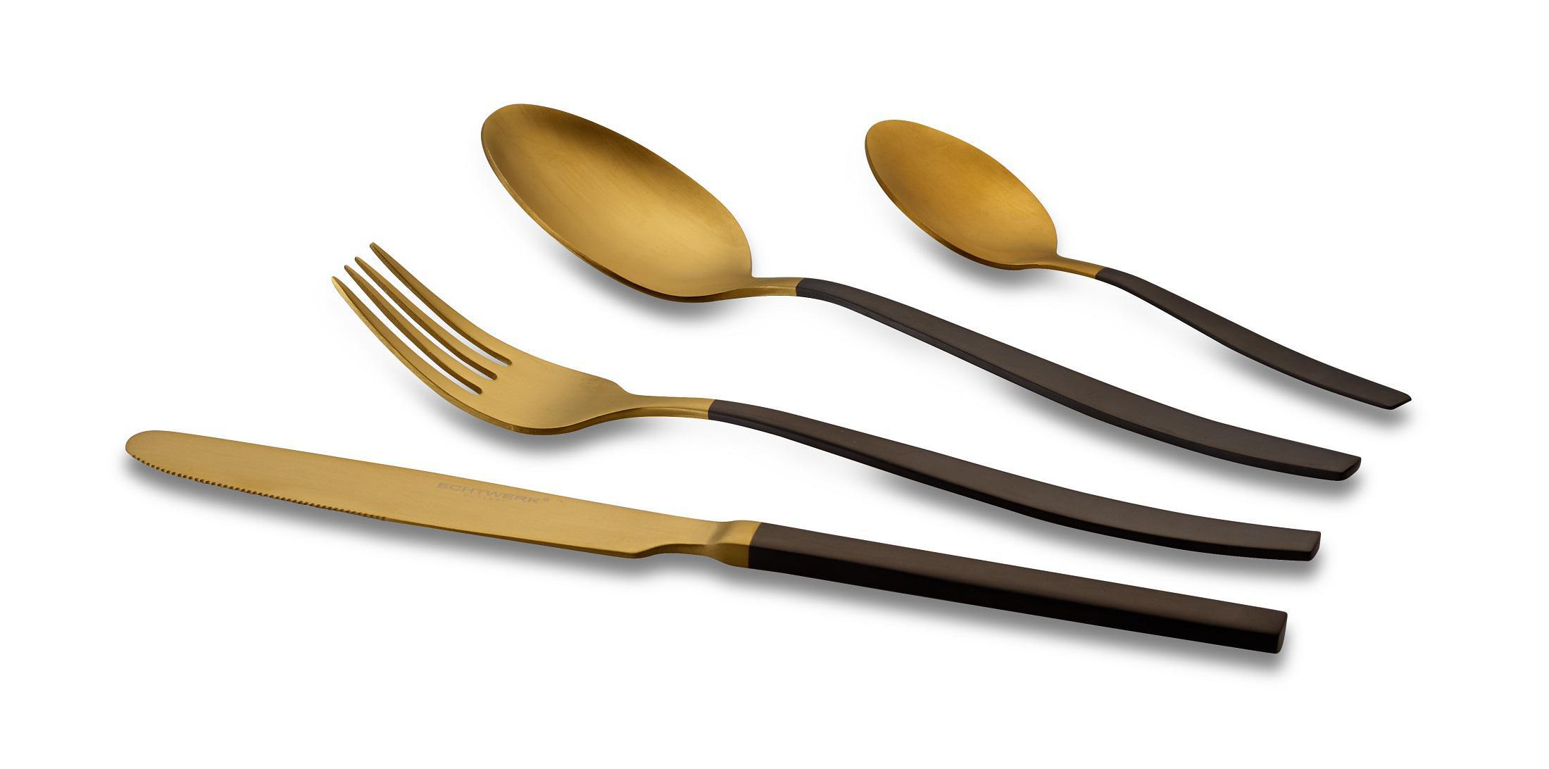 ECHTWERK EW-BS-3255G Positano Due 24-tlg. Besteck Gold/Schwarz matt