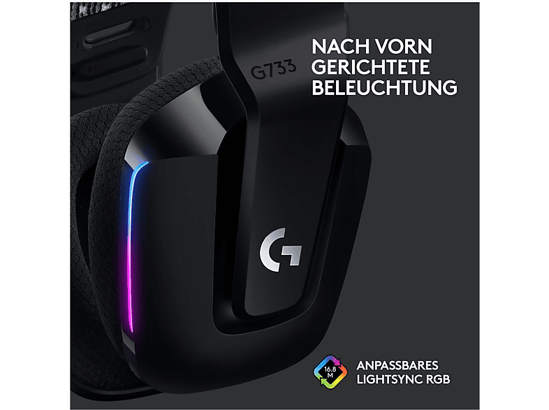 LOGITECH G733 Light Speed LIGHTSYNC RGB kabelloses, Over-ear Gaming Headset Schwarz
