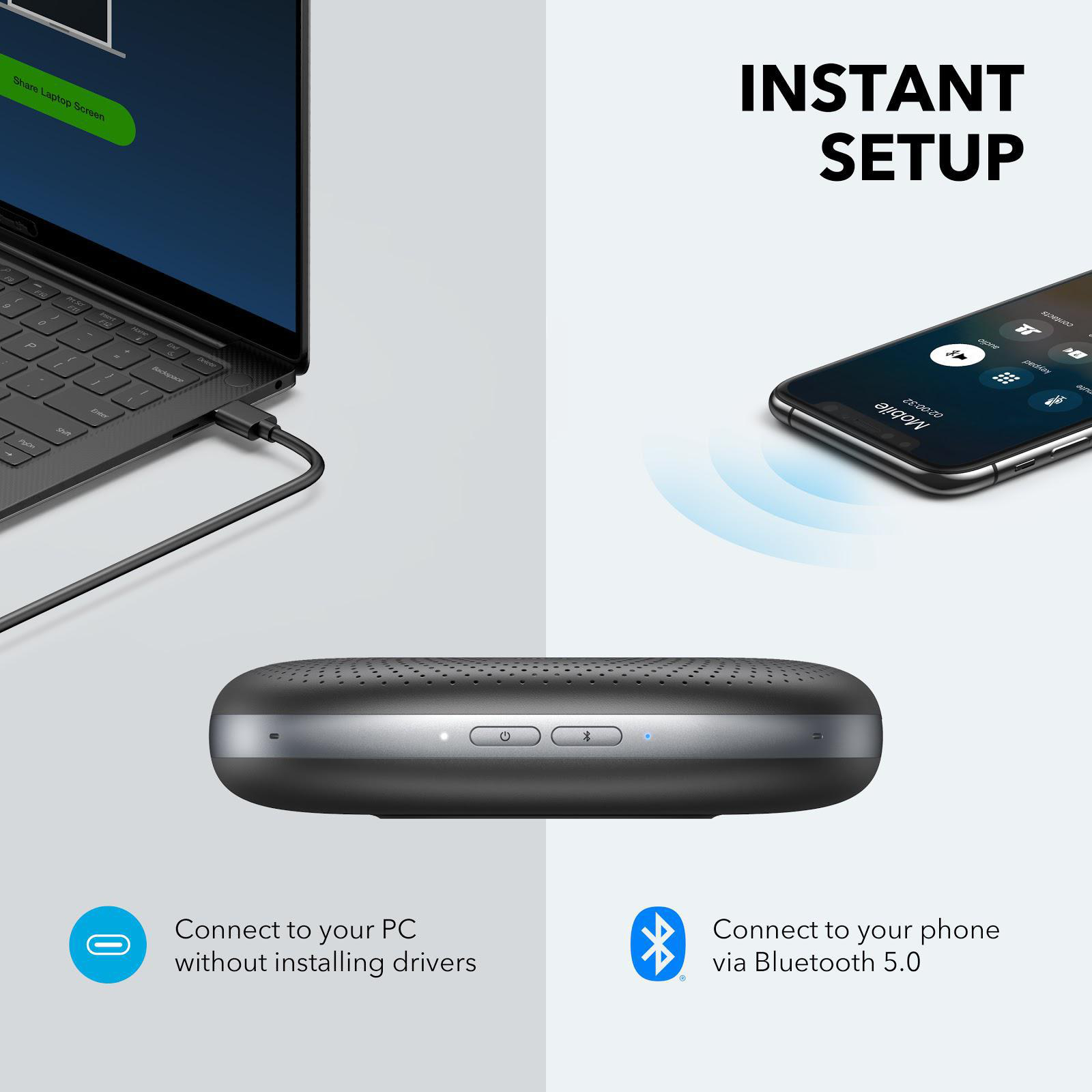 ANKER PowerConf Bluetooth Konferenzlautsprecher Grau/Schwarz