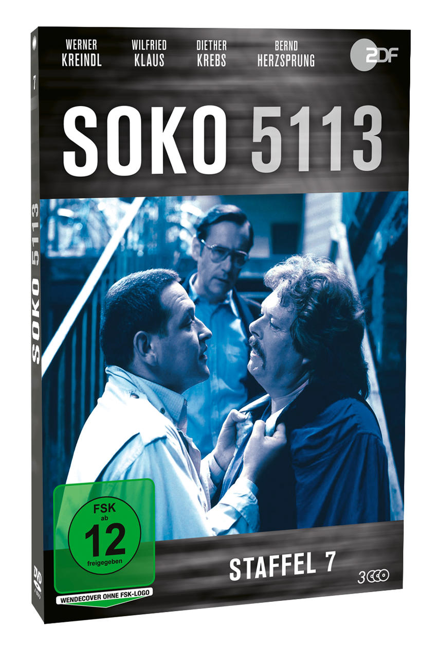 DVD-Cover mit Schauspielern in einer Szene aus der deutschen TV-Show SOKO 5113, mit Text und Logos.