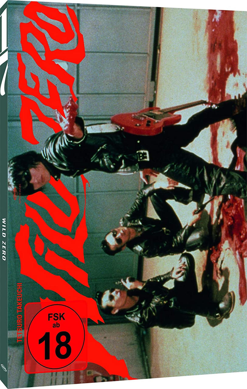 DVD-Hülle des Films Wild Zero mit rotem Titel, einer Altersfreigabe ab 18 Jahren und einem Bandfoto.