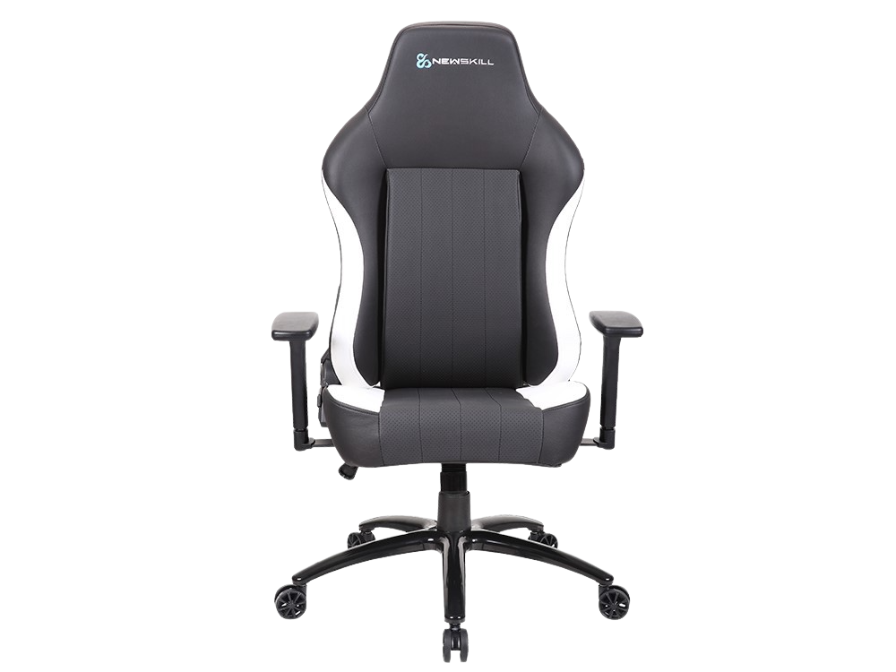 Newskill Akeron Silla gaming profesional de escritorio cuero pu transpirable altura ajustable reclinable 180º gas clase 4 reposabrazos 3d lumbar y cervical blanca 150 kg