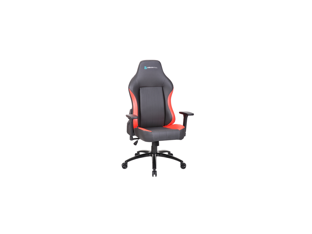 Silla gaming - Newskill Akeron, PU transpirable, Reposabrazos 3D, 150 kg, Ruedas anti-rodaduras, Rojo y Negro