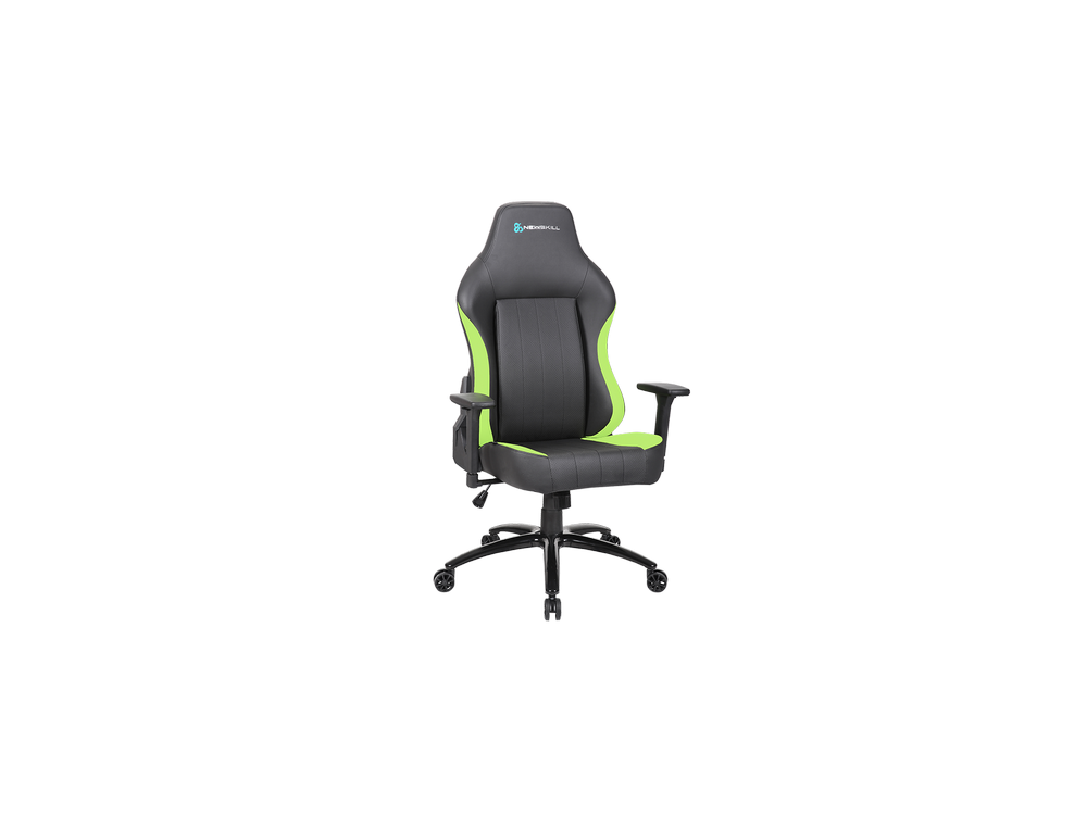 Silla gaming - Newskill Akeron, PU transpirable, Reposabrazos 3D, 150 kg, Ruedas anti-rodaduras, Verde y Negro