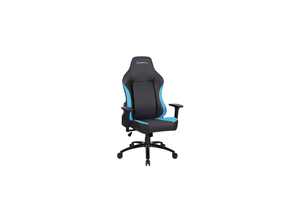 Silla gaming - Newskill Akeron, PU transpirable, Reposabrazos 3D, 150 kg, Ruedas anti-rodaduras, Azul y Negro