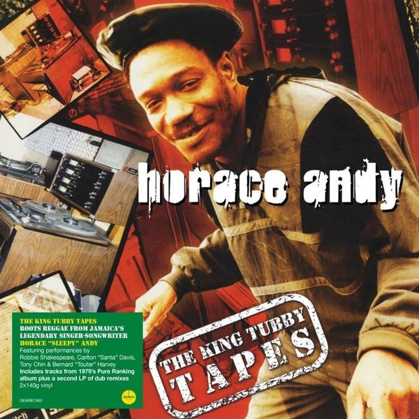 Horace Andy albumhoes. Lachende man met dreadlocks, albumtitel en tekst over de muziek.
