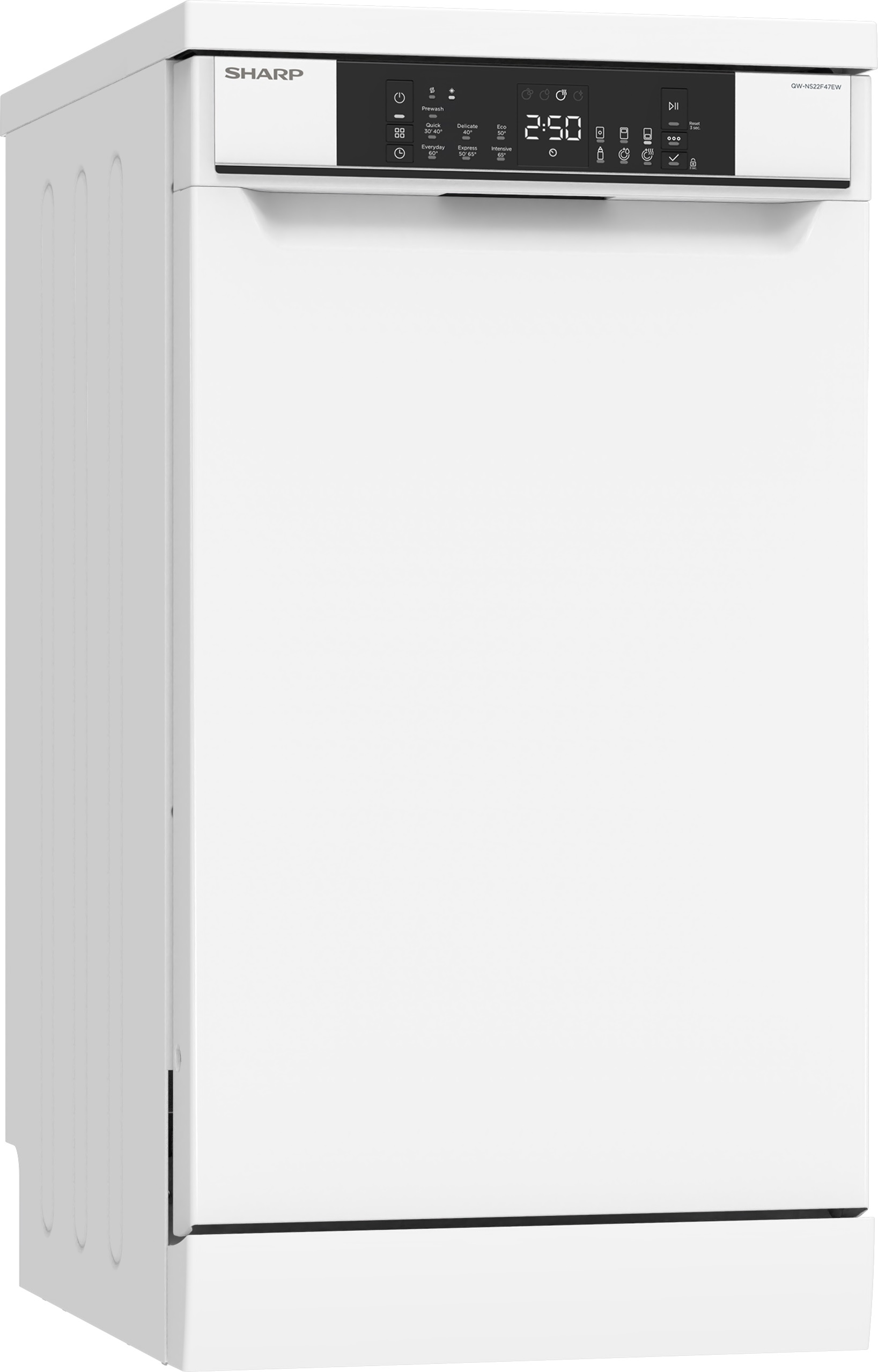 SHARP QW-NS22F47EW-DE Geschirrspüler (Standgerät, 450 mm breit, 47 dB (A), E)