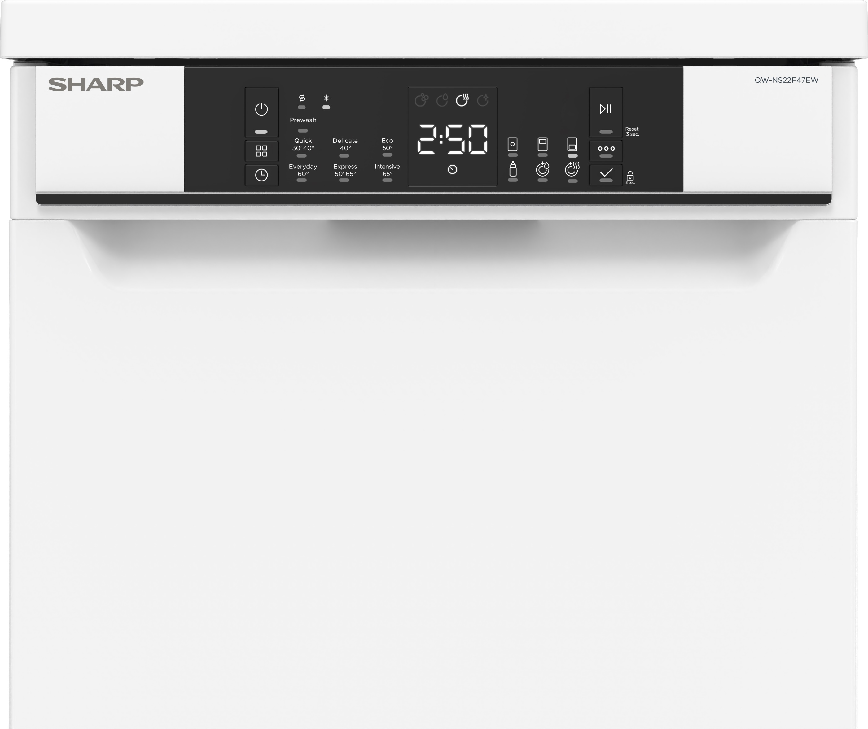 SHARP QW-NS22F47EW-DE Geschirrspüler (Standgerät, 450 mm breit, 47 dB (A), E)