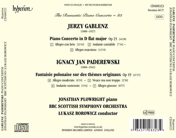 Plowright,Jonathan/Borowicz,Lukas/BBC Scottish SO - Romantic Piano Concerto Vol.83  - (CD)