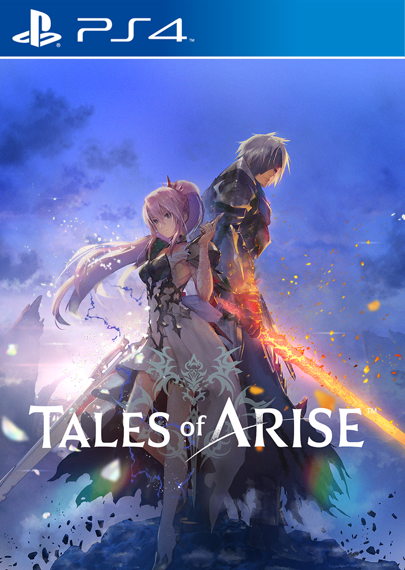 PS4 game cover van "Tales of Arise" met twee anime karakters.