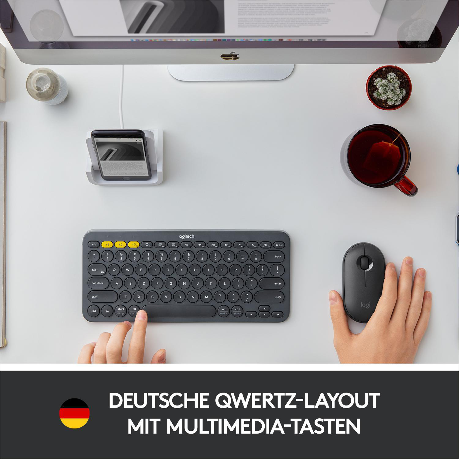 LOGITECH K380 kabellose Multi-Device Bluetooth, Tastatur, Sonstiges, kabellos, Dunkelgrau