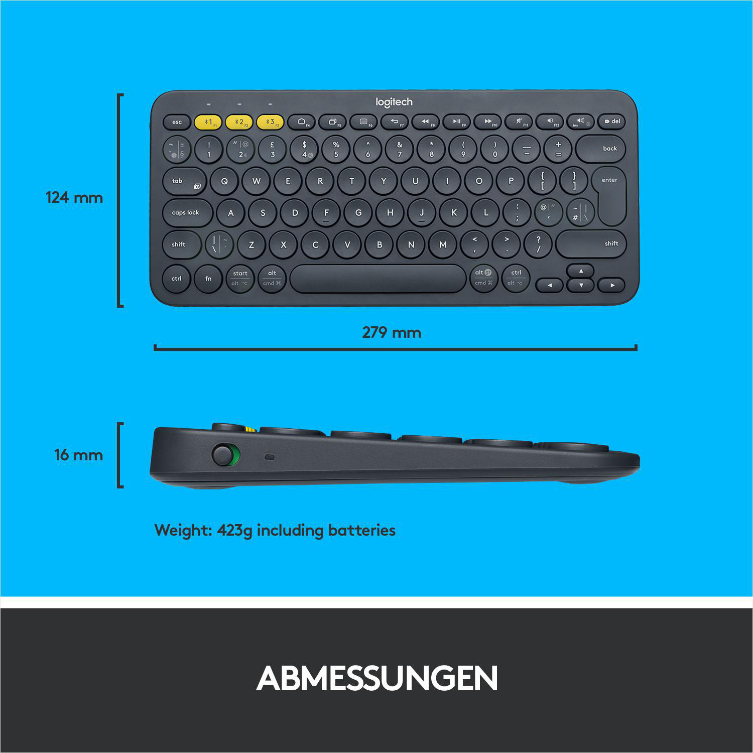 LOGITECH K380 kabellose Multi-Device Bluetooth, Tastatur, Sonstiges, kabellos, Dunkelgrau