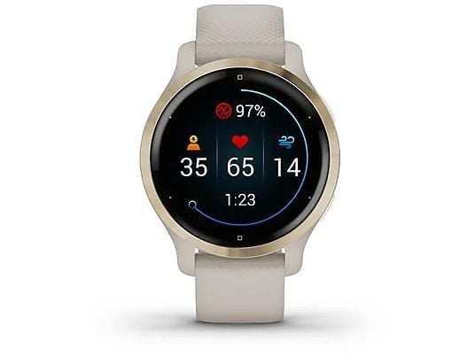 Smartwatch - Garmin Venu 2S, 1.1", AMOLED, 10 días, Para Android & iOS, Pulsioxímetro, 5 ATM, GPS, Oro