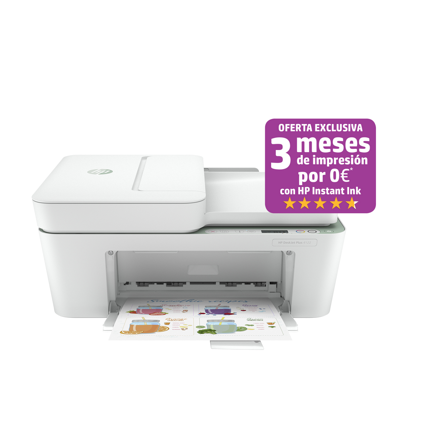 Hp Deskjet Plus 4120 imprimeescaneacopiafax impresora color 5.5 ppm wifi compatible con instant ink tinta 1200x1200ppp p4120 ddr1 512 mb blanco a0032261 3xv14b a4 escanea copia fax 2.0 3