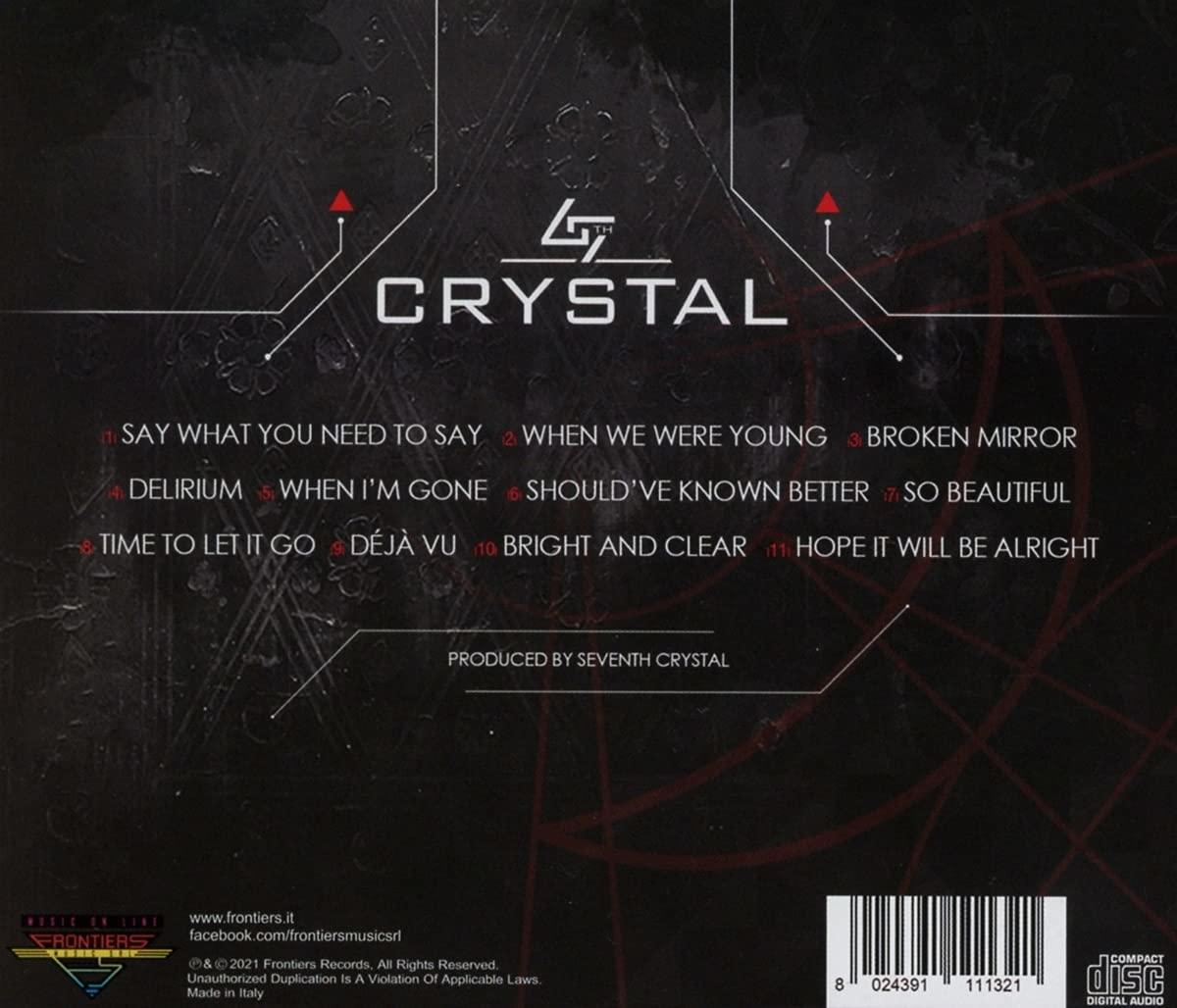 Album-Rückseite: Seventh Crystal - 7th Crystal. Trackliste, dunkler Hintergrund.