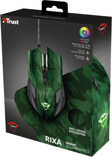 TRUST Souris gamer GXT781 Rixa Camo + Tapis de souris Camo (23611)