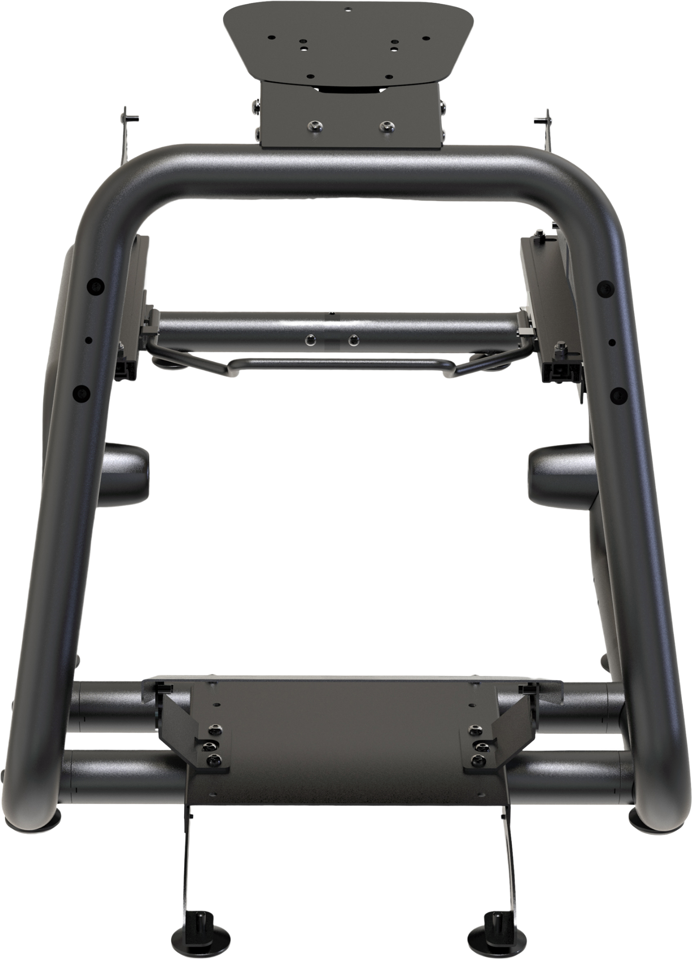Ein schwarzer Metallrahmen, möglicherweise für ein Fitnessgerät oder ähnliches.