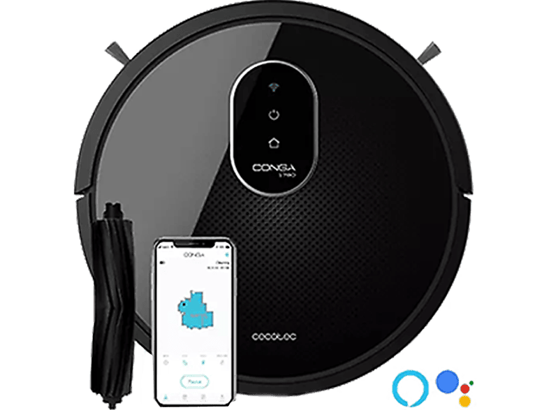 Robot aspirador Cecotec Conga 1790 Vital Mapeo y App 160 min 64 dB Barre y friega 3 Modos WiFi Negro