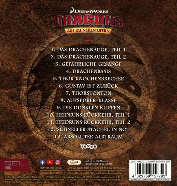 Die Rückseite einer CD-Hülle mit Text, einer Titelliste und einem Logo. Die Hülle ist braun mit weißem Text.