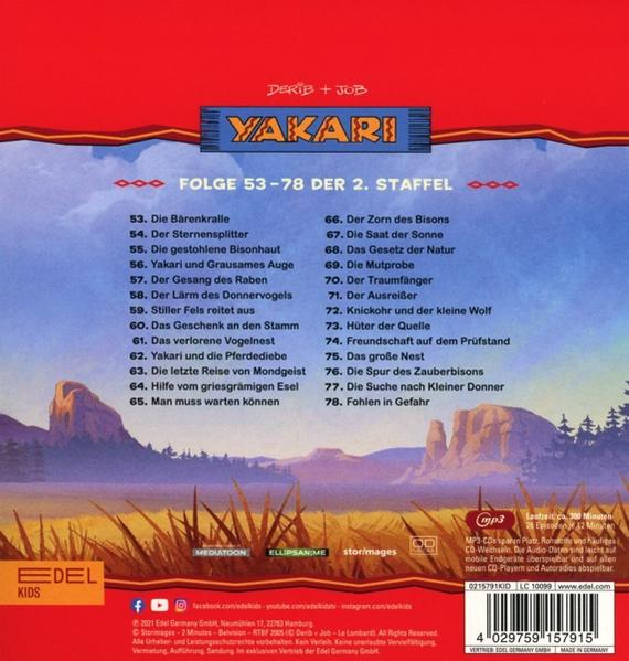 CD-Cover. Text auf dem Cover: Yakari, Derib + Job, Folge 53-78 der 2. Staffel.