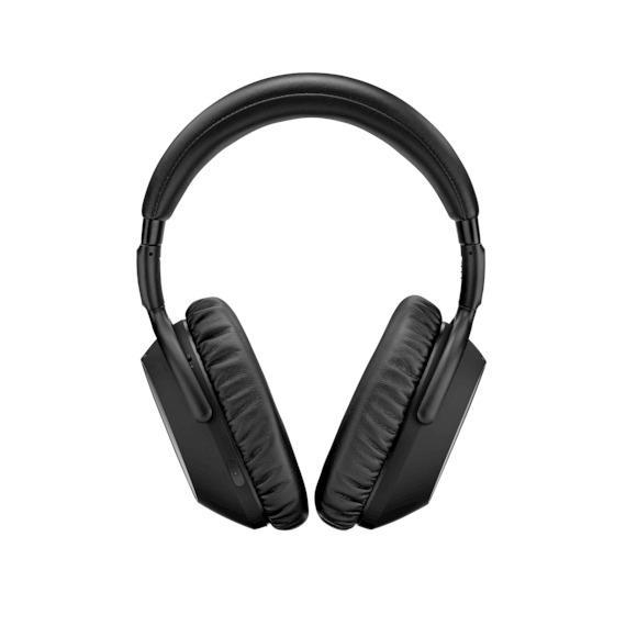 Schwarze Over-Ear-Kopfhörer mit gepolsterten Ohrmuscheln, freigestellt.
