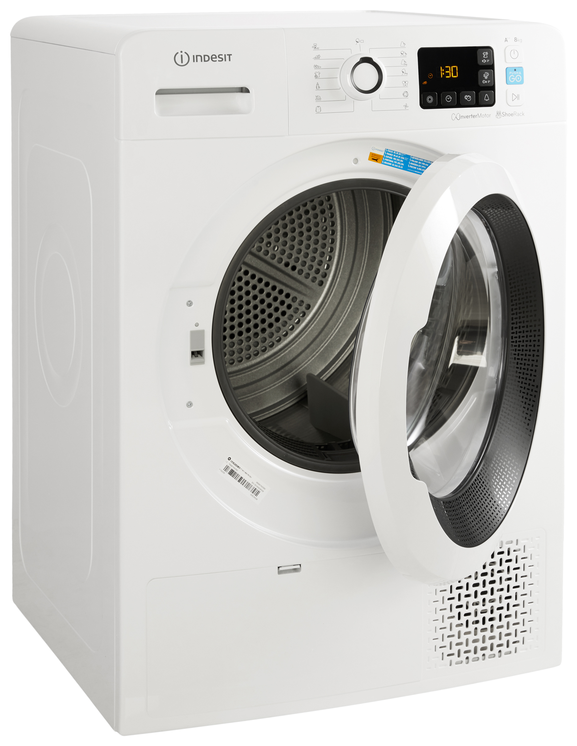 INDESIT YT M11 82K RX EU Hőszivattyús szárítógép, 45' gyors program, ruhafrissítés, A++, inverter motor