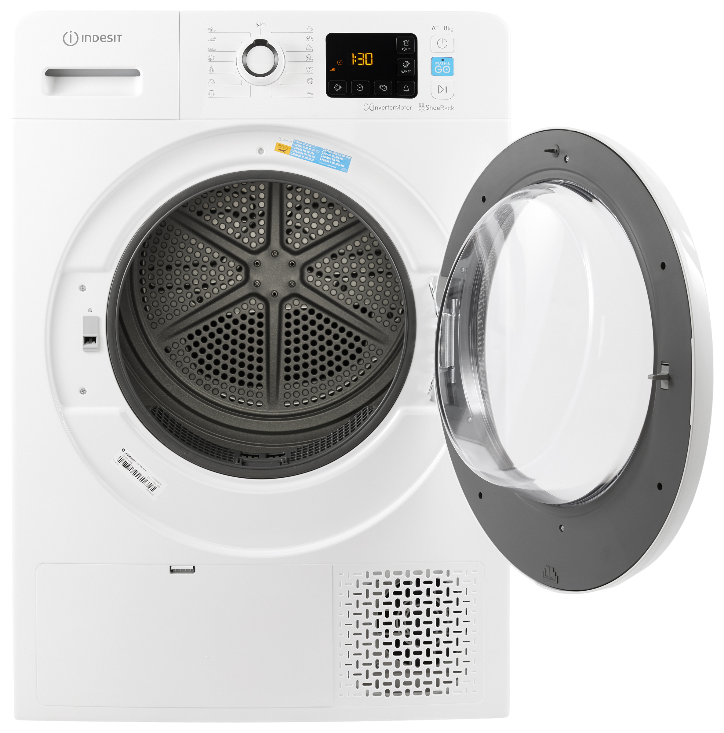 INDESIT YT M11 82K RX EU Hőszivattyús szárítógép, 45' gyors program, ruhafrissítés, A++, inverter motor