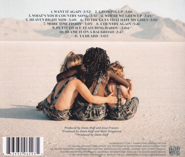 CD-Cover mit drei Mädchen, die sich am Strand umarmen, Trackliste auf der Rückseite.