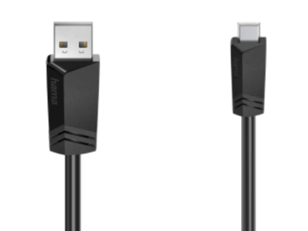 Cable negro USB a USB-C con fondo blanco.