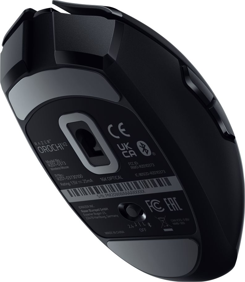 RAZER Orochi V2 - Mouse gaming, Wireless (Doppia modalità: 2,4 GHz e Bluetooth a bassa energia BLE), Ottica con LED, 18000, Nero