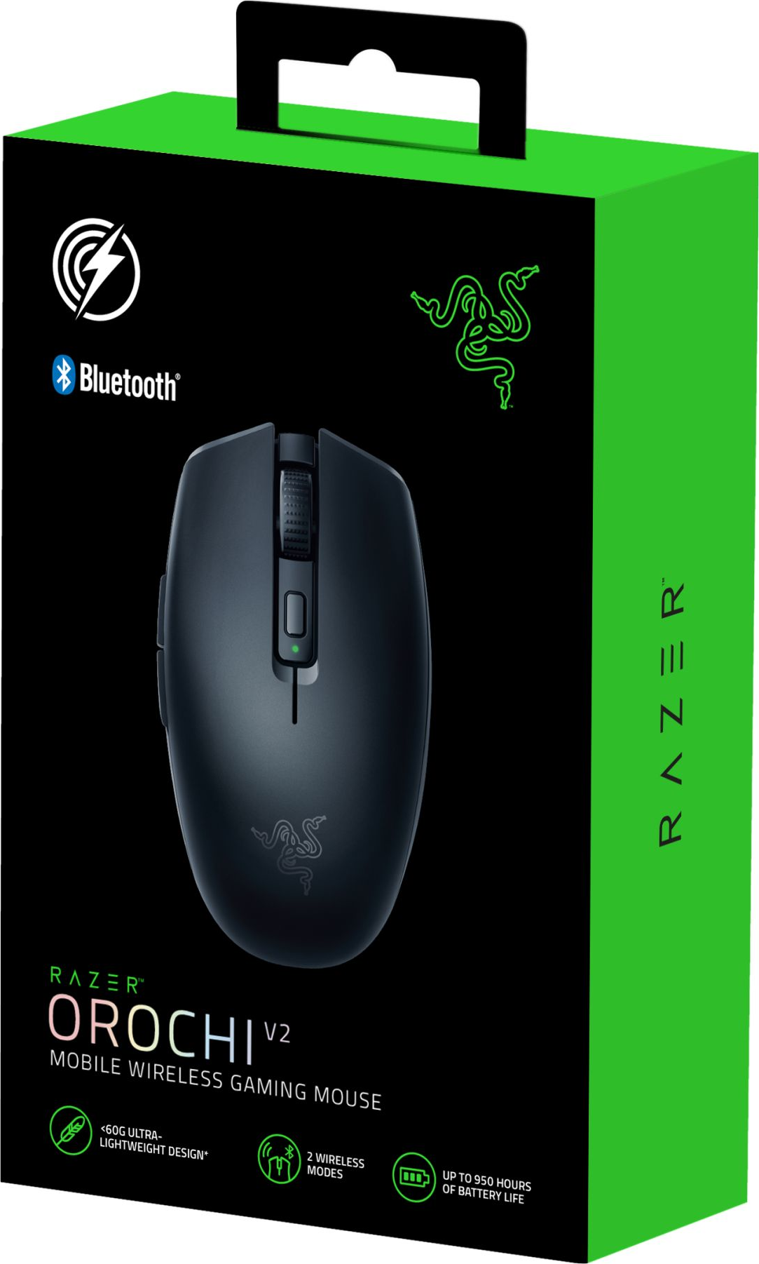 RAZER Orochi V2 - Mouse gaming, Wireless (Doppia modalità: 2,4 GHz e Bluetooth a bassa energia BLE), Ottica con LED, 18000, Nero
