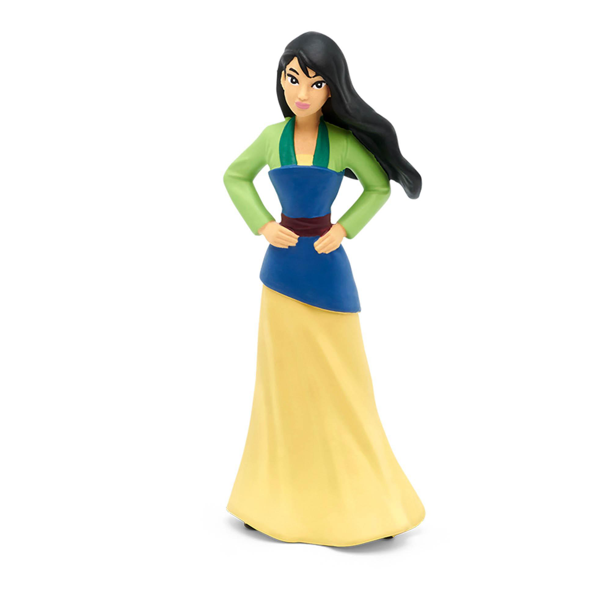 Eine Mulan-Figur in einem grünen und blauen Kleid.