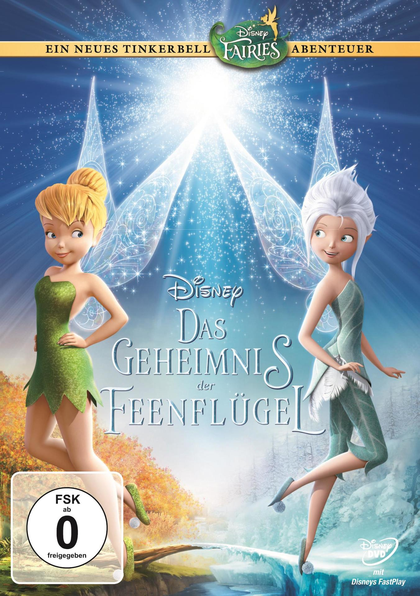 DVD-Cover von 'Disney Fairies' mit zwei Feen-Charakteren, Titel 'Das Geheimnis der Feenflügel'.