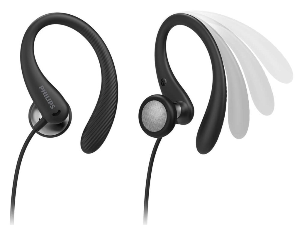 Auriculares deportivos - Philips TAA1105BK/00, De botón, Con cable, Micrófono, IPX2, Negro