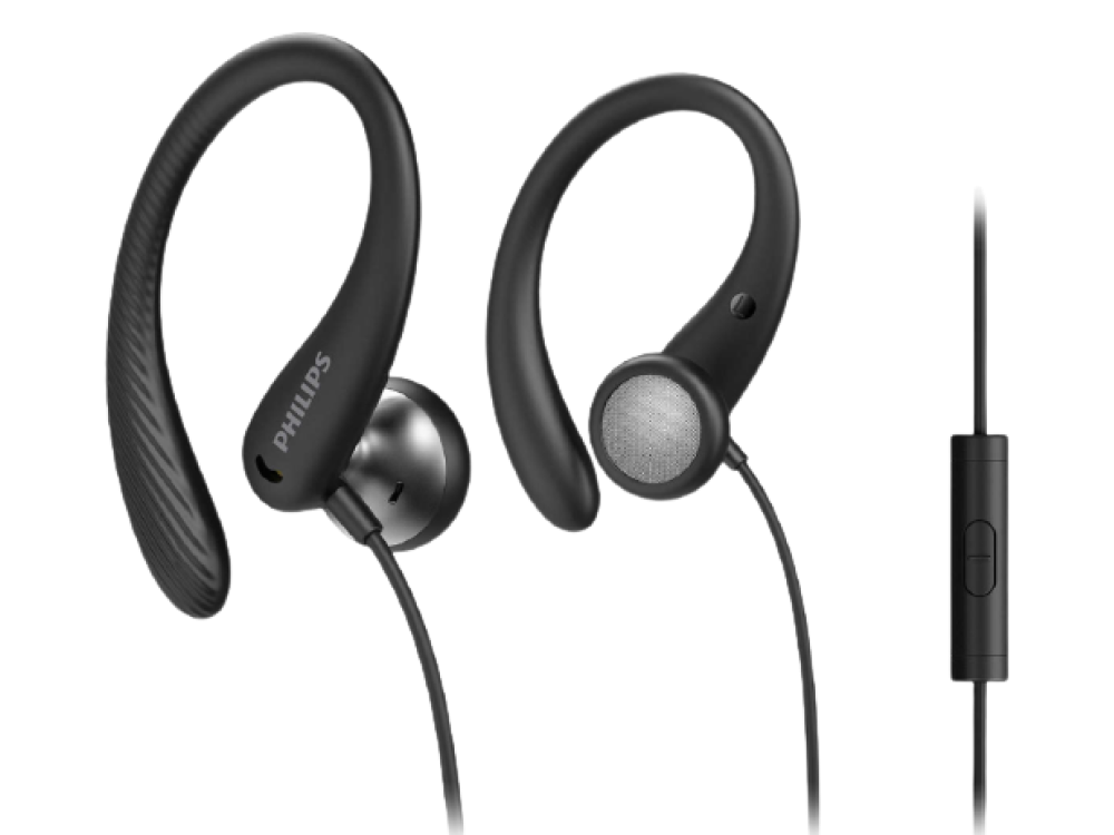 Auriculares Philips Taa1105bk deportivos negros con audio intrauditivos a1105bk gancho oreja flexible apertura bass resistentes al sudor mando distancia integrado modelo 20202021 taa1105bk00 ipx2