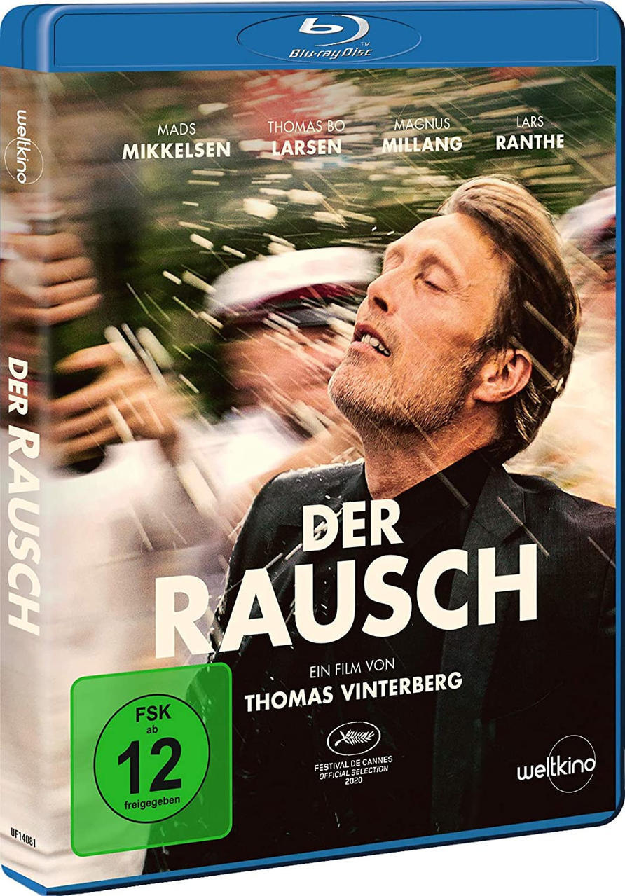 Das Cover des Films 'Der Rausch' mit Mads Mikkelsen. Es ist eine Blu-ray-Disc-Hülle.