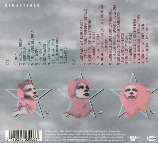 Rückseite des Albums mit Titeln und einer Silhouette.