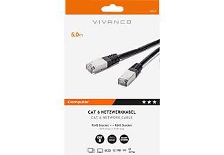 VIVANCO 45317 Netzwerkkabel CAT 6, 5m, geschirmt