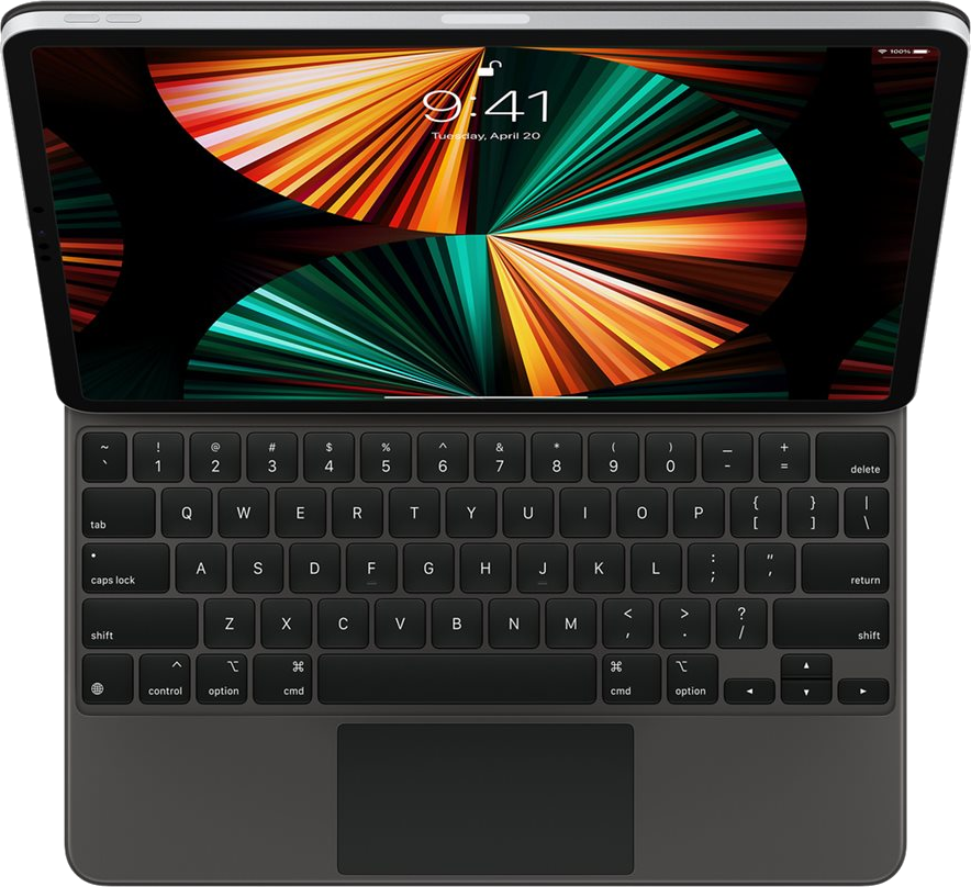 APPLE Magic Keyboard für iPad Pro 12.9 Zoll (5. Gen), Englisch, Schwarz (MJQK3Z/A) Tastatur, für Tablet, Schwarz